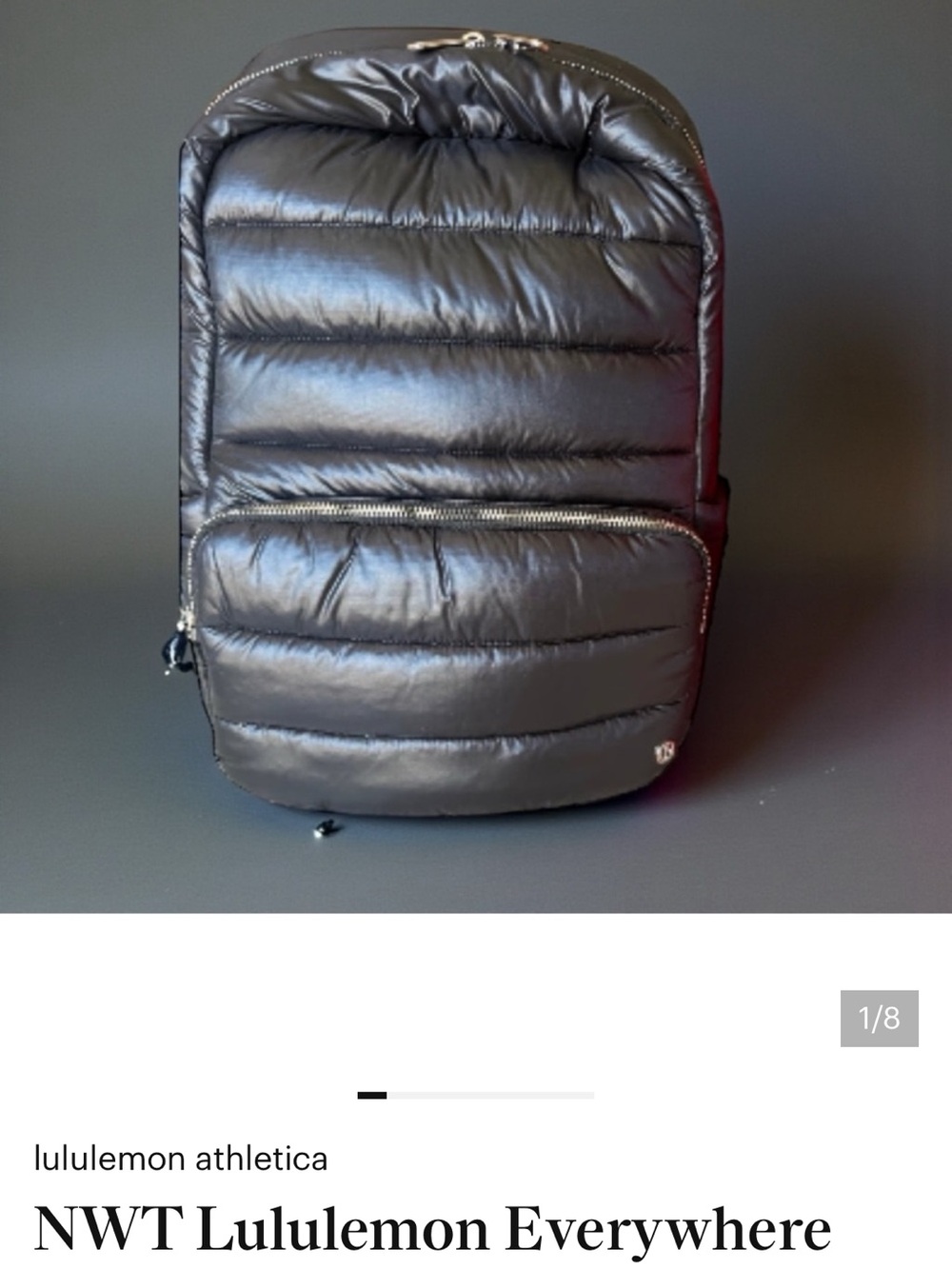 NWT lululemon athletica Unisex Black Quilted Puffer Backpack
